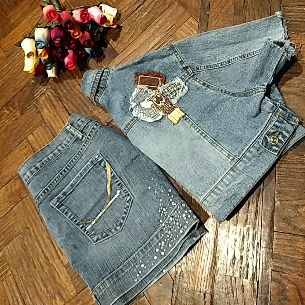 FINAL PRICE❤️‍🔥2.pc set mini skirt and goddess.jeans mini jacket - Picture 2 of 8